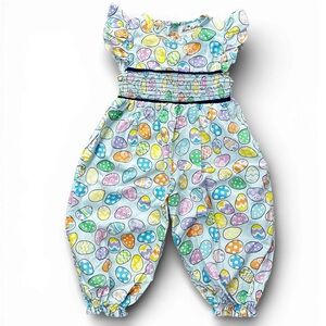 Marie Nicole Easter Egg Flutter Sleeve Smocked Bubble Romper